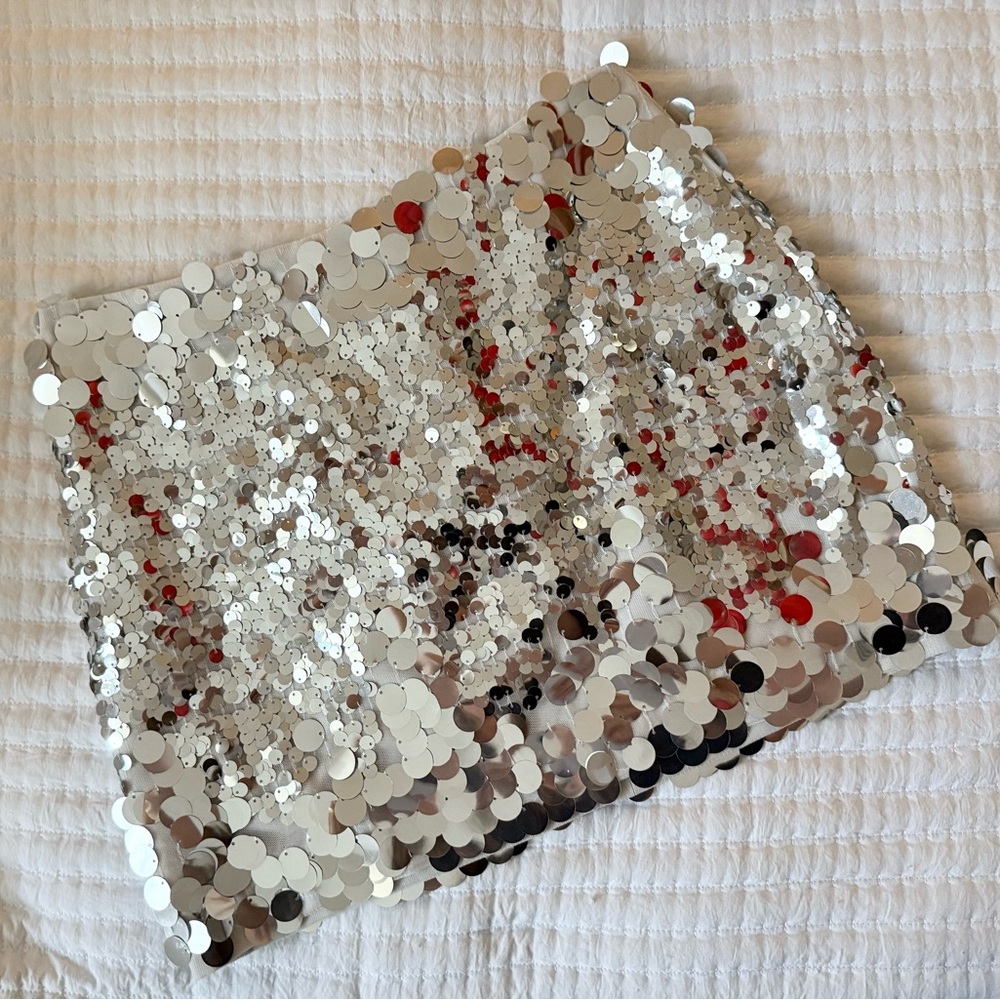 Gianni Bini Silver and Gold Sequin Mini Pencil Skirt